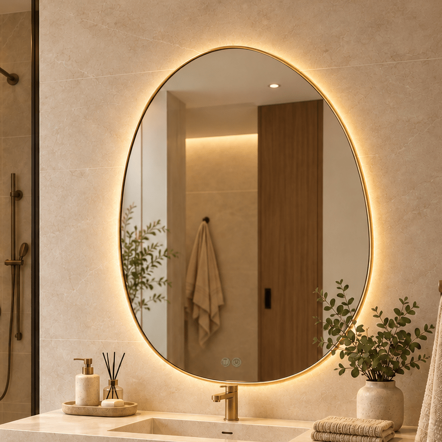 Espejo de baño Led Aurel orgánico Irregular 100 × 80 cm con antivaho - Vintahome