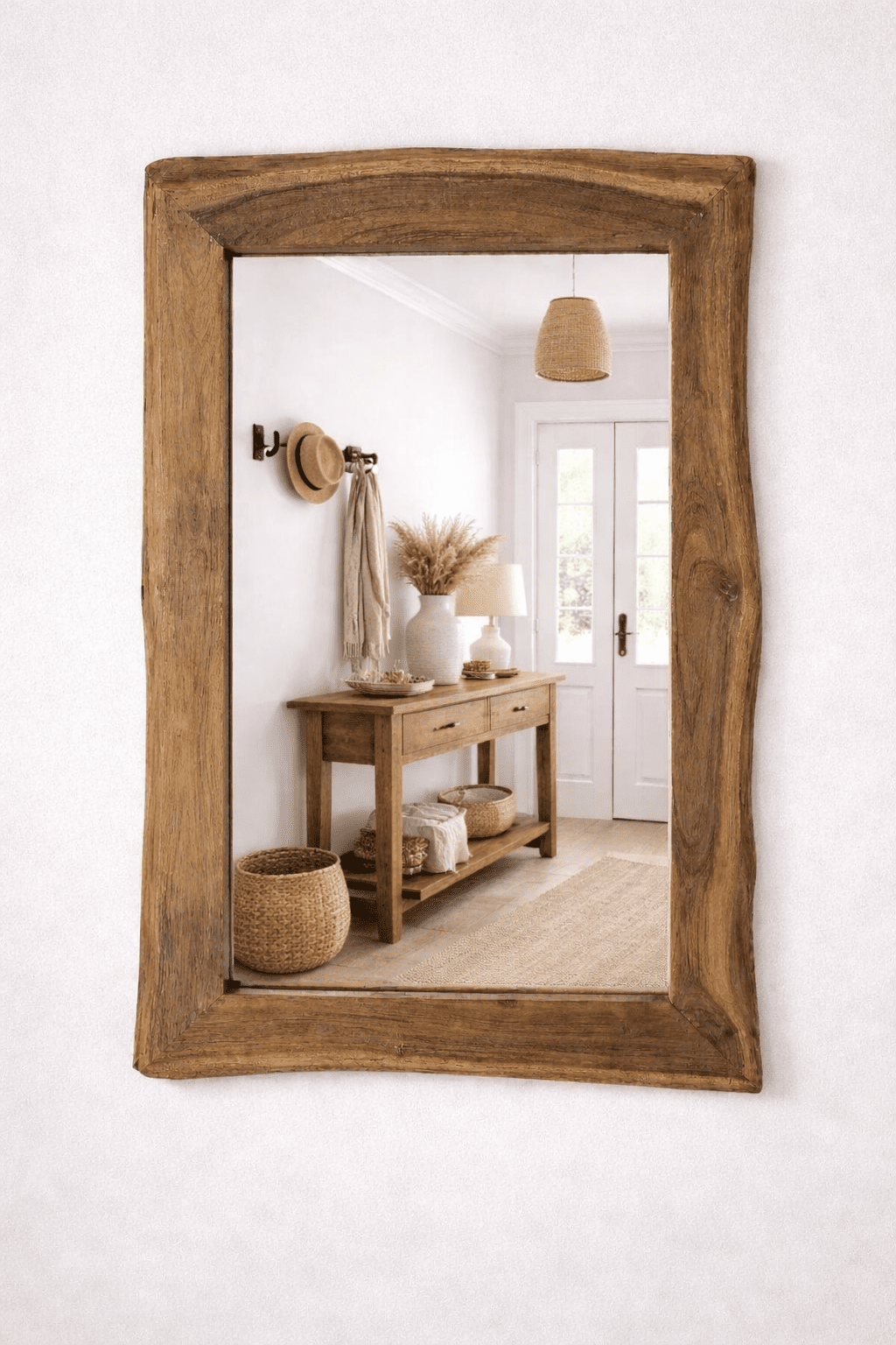 Rasi Mangohouten Wandspiegel met Organische Lijst – 104 x 72 cm - Vintahome