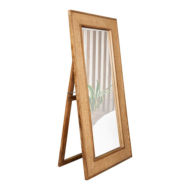 Staande spiegel rattan 182x90