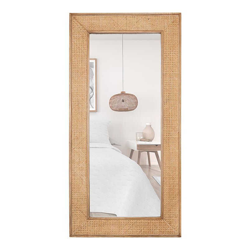 Staande spiegel rattan 182x90