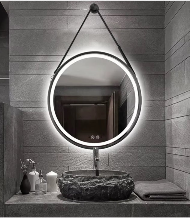 Espejo led circular colgado  para baño antivaho 60-80 cm