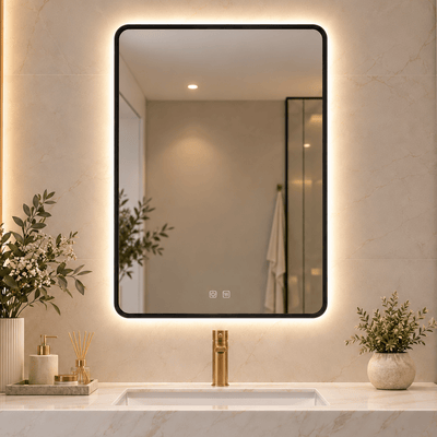 Espejo LED de Baño LUMEN – Marco Negro o Dorado | 3 Tonos de Luz y Antivaho - Vintahome