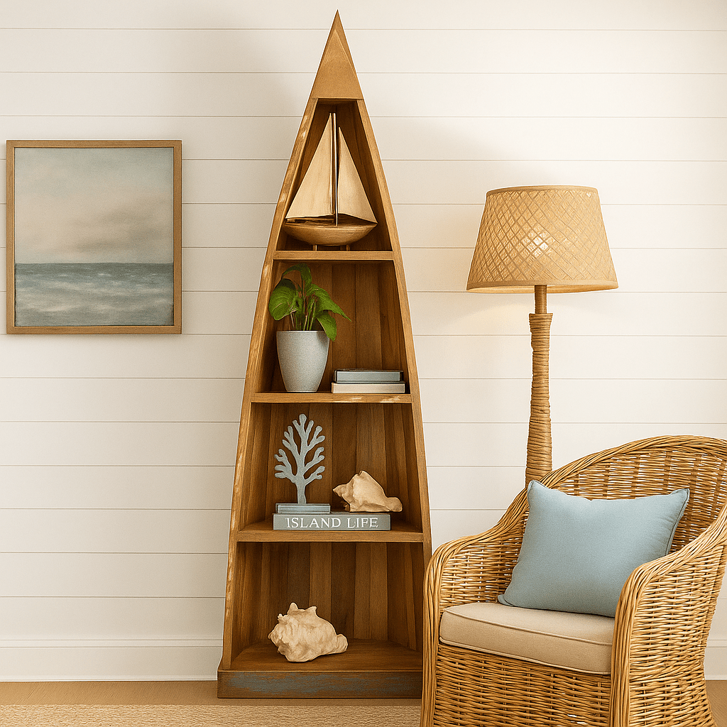 Estantería barca de madera de mango Bally - Vintahome