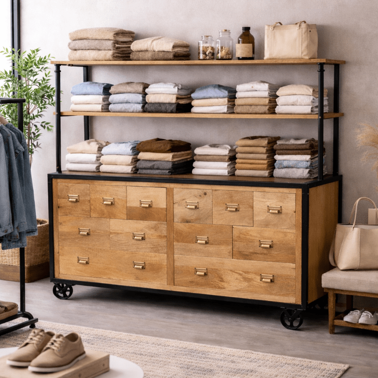 Estantería industrial con cajones y ruedas Romus - Vintahome