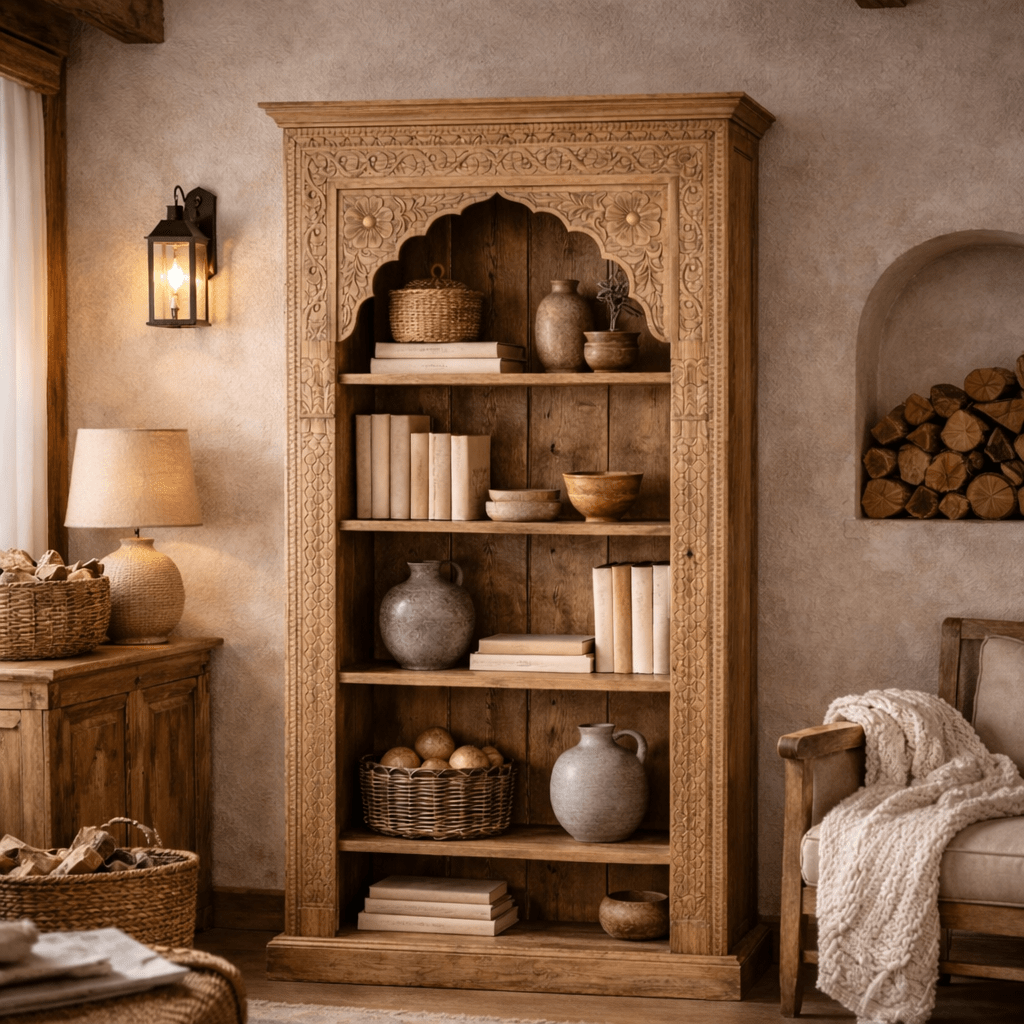 Estanteria tallada madera de mango Eris - Vintahome