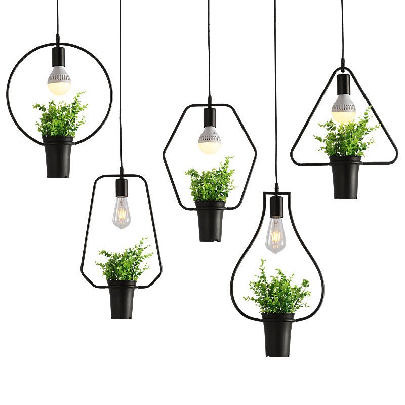 Lámpara de techo maceta redonda acero negro Flowerpot