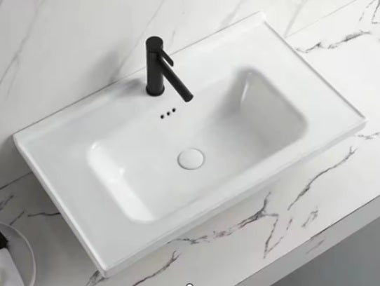 Meuble de salle de bain 2 tiroirs et porte avec lavabo et miroir LED Carpio 