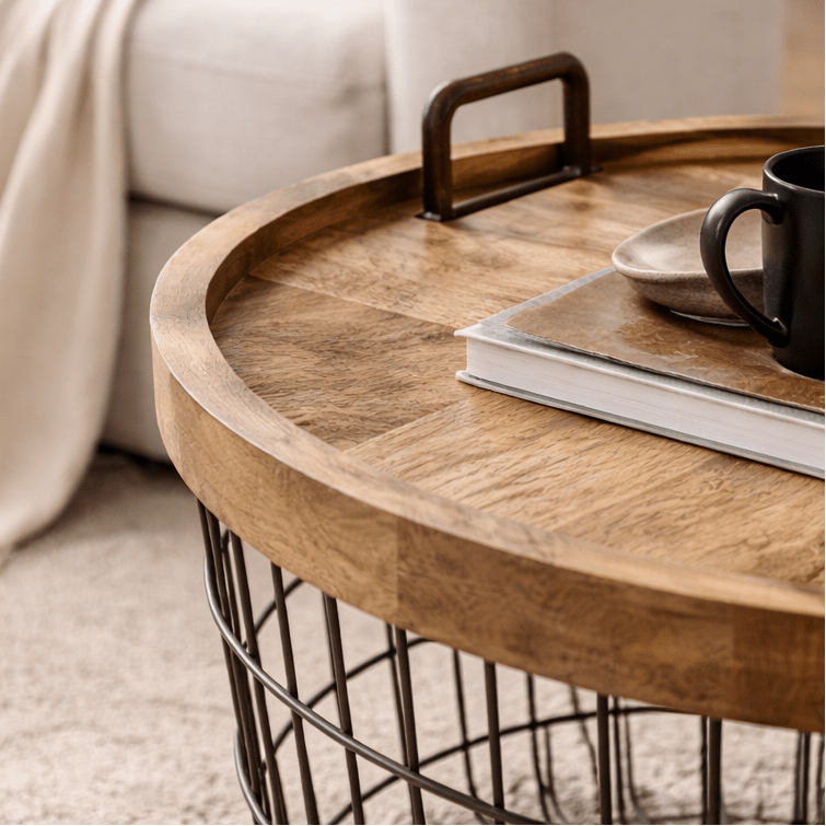 Vintage ronde bijzettafel 78cm Montana - Vintahome