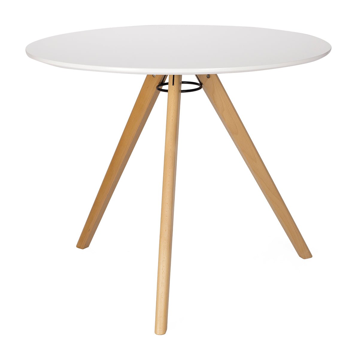 Mesa de jantar redonda de madeira lacada 90 cm Kassia branco