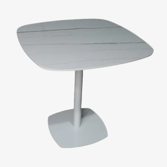 Tavolino da bar in acciaio bianco e pietra sinterizzata 70-80 cm Aranda