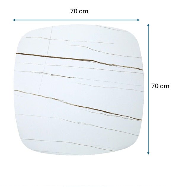 Mesa de bar acero blanco  y piedra sinterizada 70-80 cm Aranda