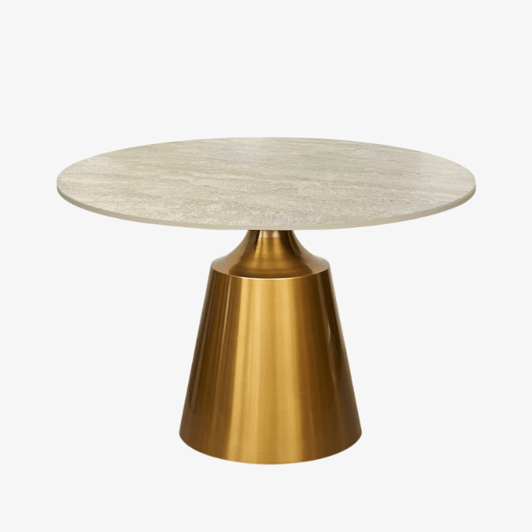 Mesa de Comedor 130Ø dorada Onix Piedra Sinterizada - Vintahome