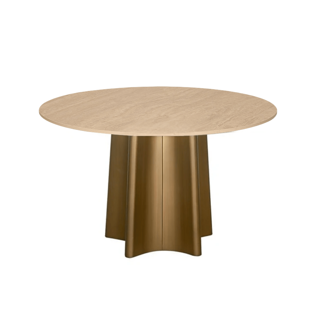 Mesa de comedor 130Ø piedra sinterizada bronce Elisa - Vintahome