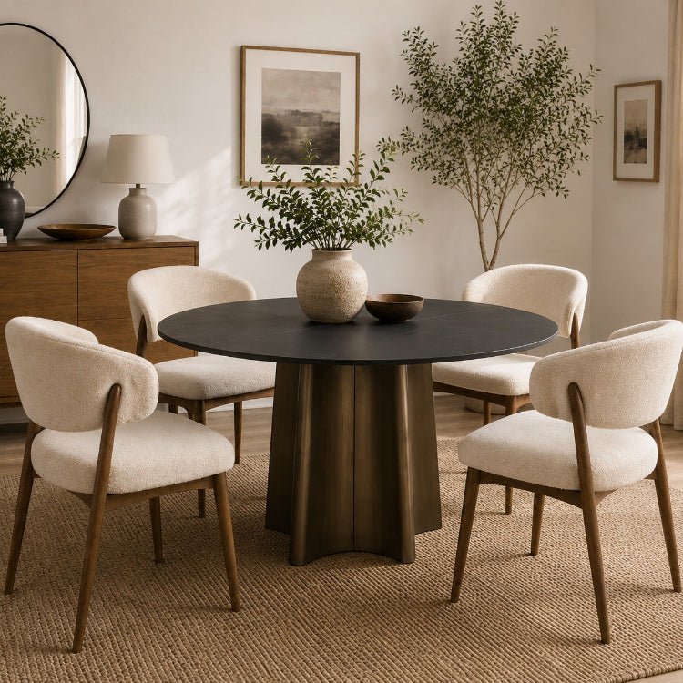 Mesa de comedor 130Ø piedra sinterizada bronce Elisa - Vintahome
