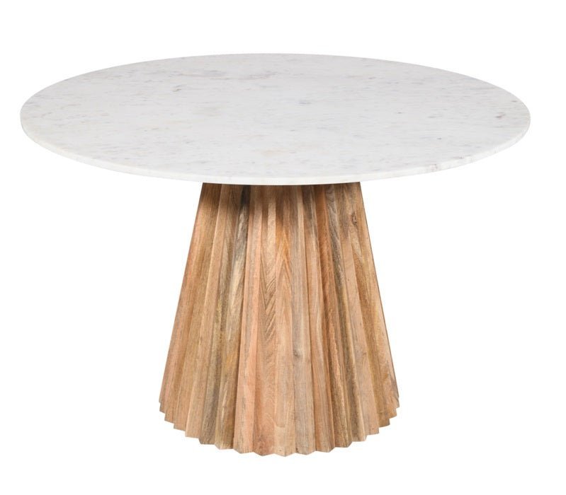 Mesa de comedor base de madera mango y mármol Ø120 Atica - Vintahome