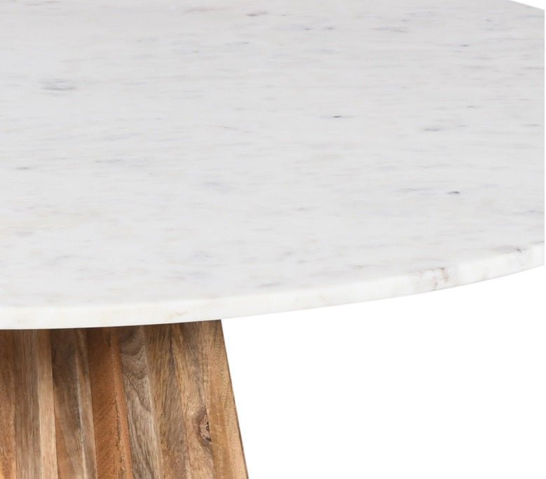 Mesa de comedor base de madera mango y mármol Ø130 Atica - Vintahome