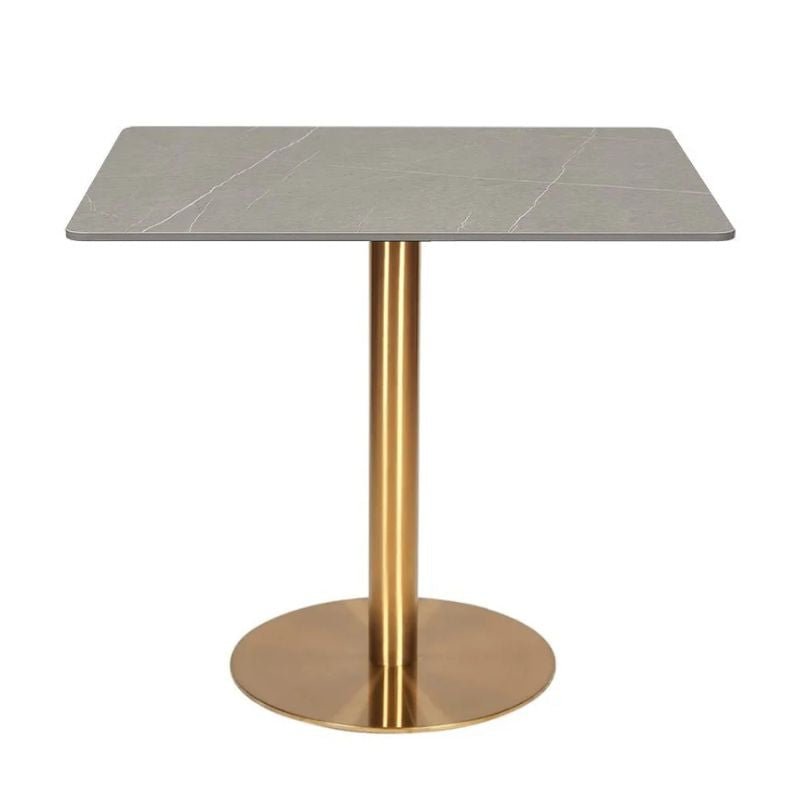 Mesa de comedor cuadrada inox dorada piedra sinterizada 70 - 80 cms - Vintahome