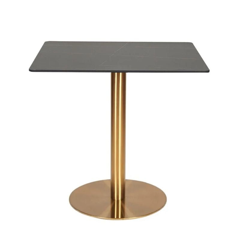 Mesa de comedor cuadrada inox dorada piedra sinterizada 70 - 80 cms - Vintahome