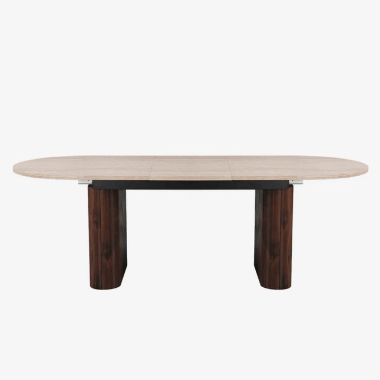 Mesa de comedor extensible ovalada Travertino - nogal 180 - 230 cms - Vintahome
