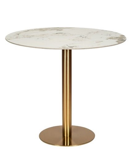 Mesa de comedor inox dorada redonda piedra sinterizada D80 - 90 - 100 - Vintahome