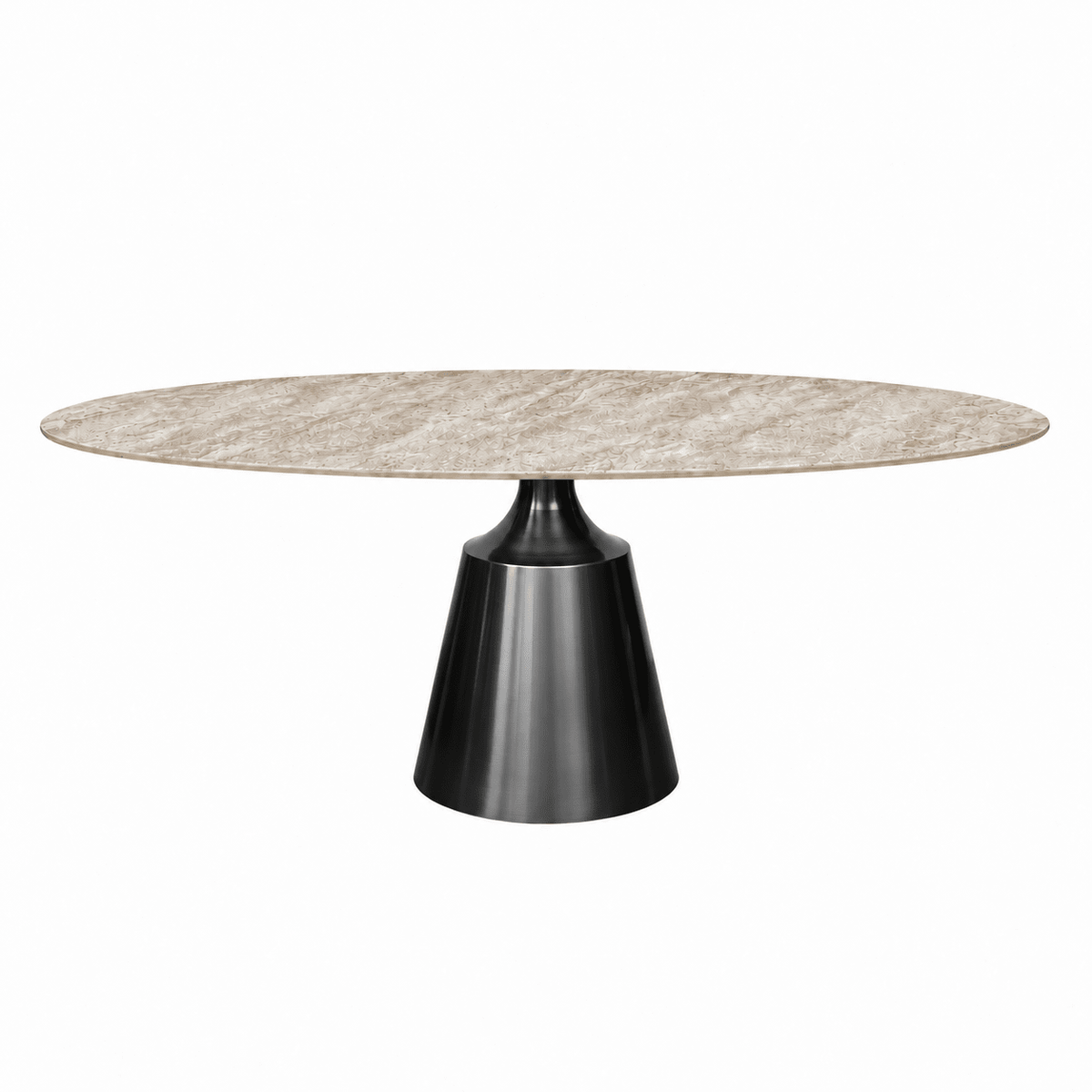 Mesa de comedor oval base Onix gris grafito piedra sinterizada - Vintahome