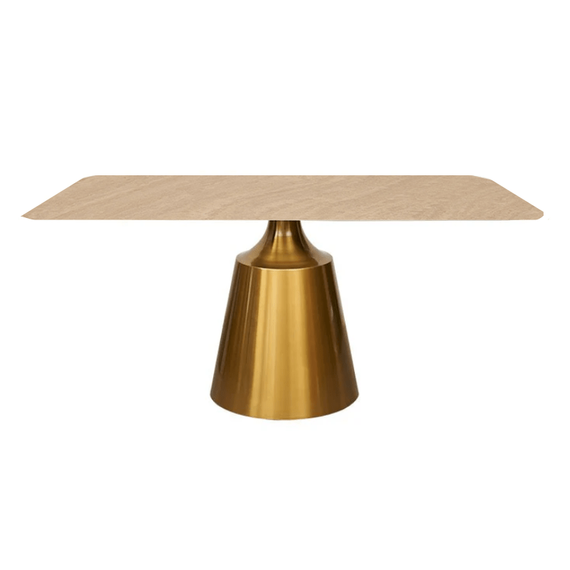 Mesa de comedor rectangular 180x90 dorado Onix piedra sinterizada - Vintahome
