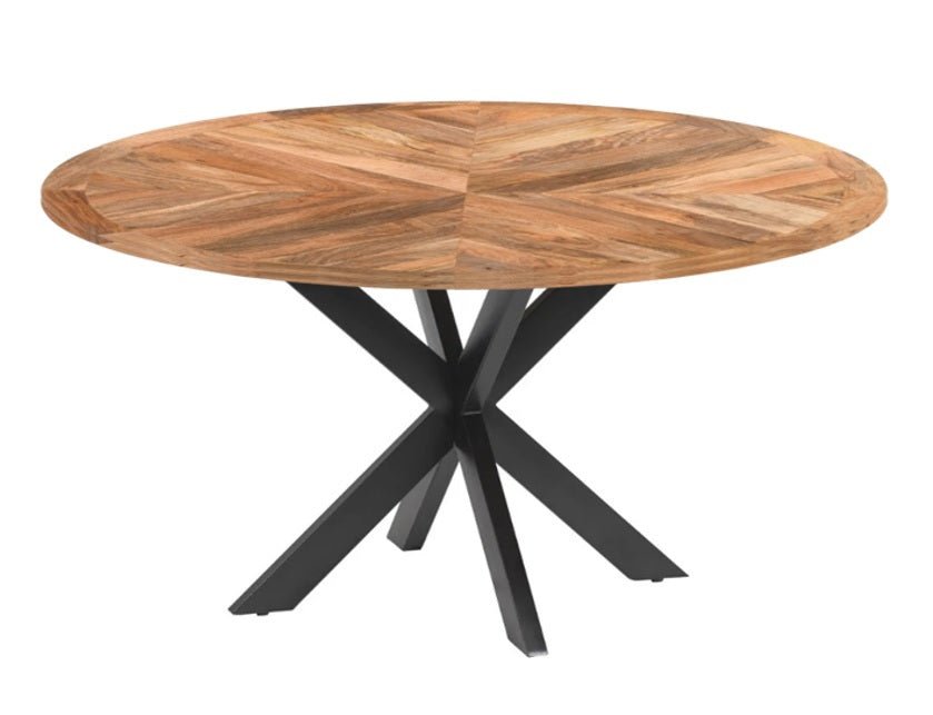 Mesa de comedor redonda de estilo industrial madera de mango Palco 140 - Vintahome