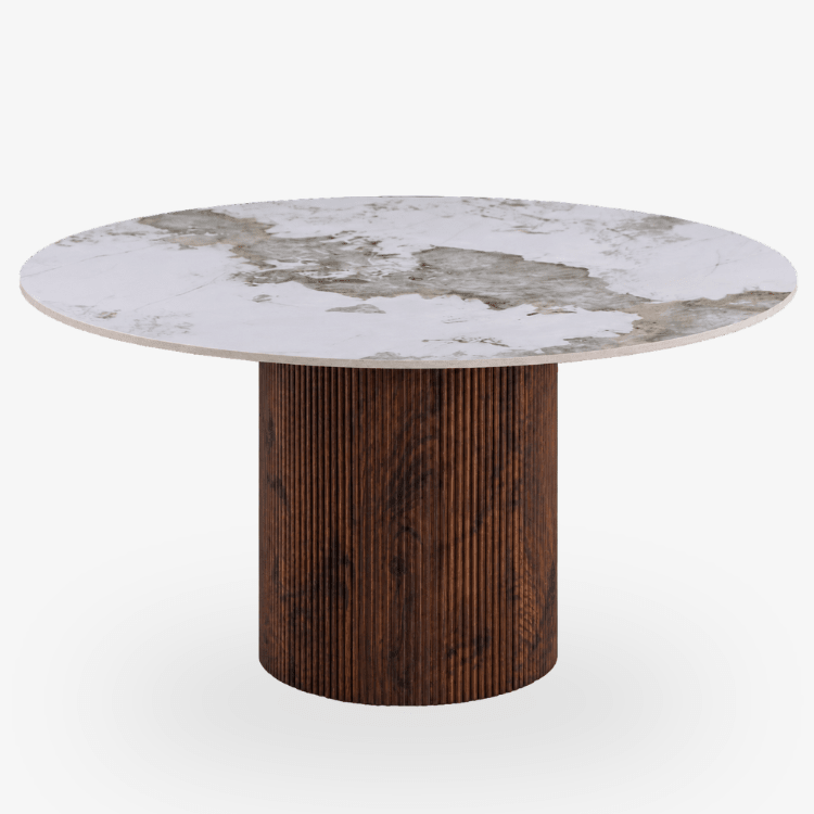 Mesa de comedor redonda de piedra sinterizada Nerina 120 cm - Vintahome