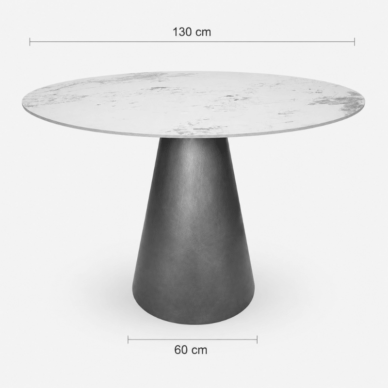 Mesa de jantar Ø130 base cônica de cobre