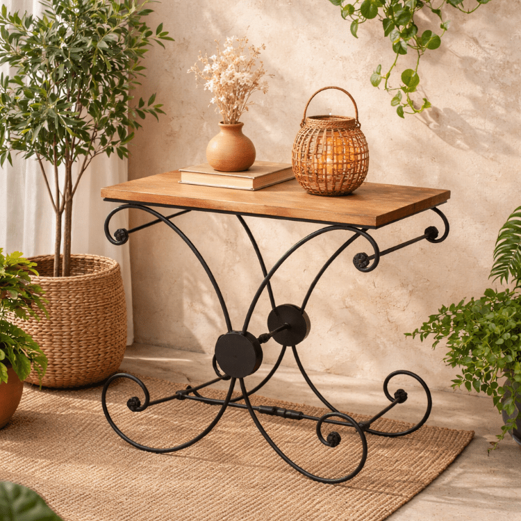 Mesa industrial de forja y madera ORUS - Vintahome