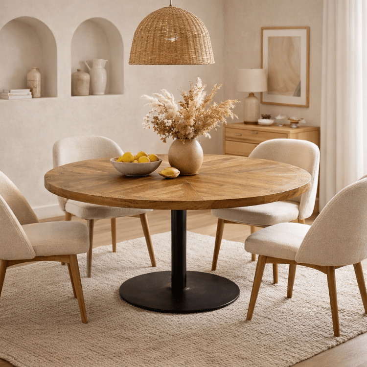 Mesa redonda de madera de mango 140 cm Aris - Vintahome