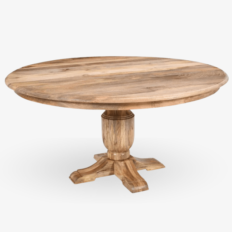 Mesa de jantar redonda de madeira de mangueira Lille 150 cm - Vintahome