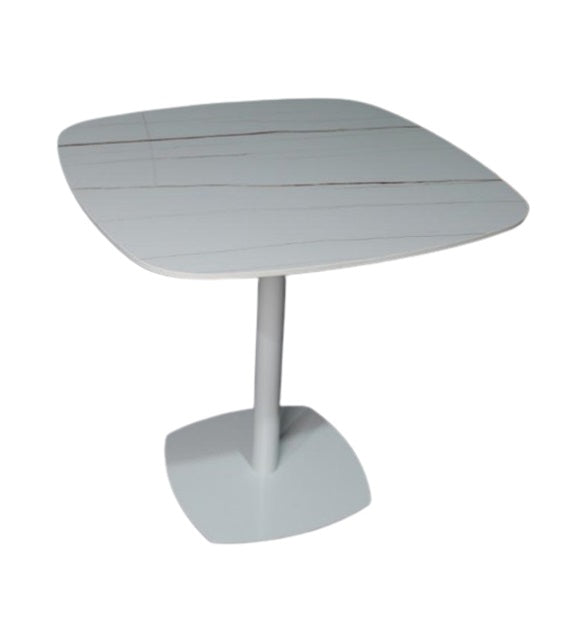 Mesa de bar acero blanco  y piedra sinterizada 70-80 cm Aranda