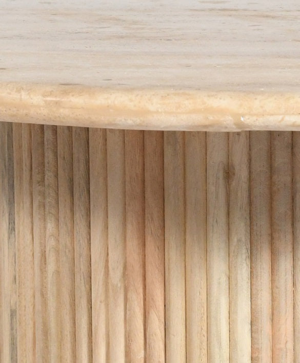 Table basse ronde en bois de manguier corail 