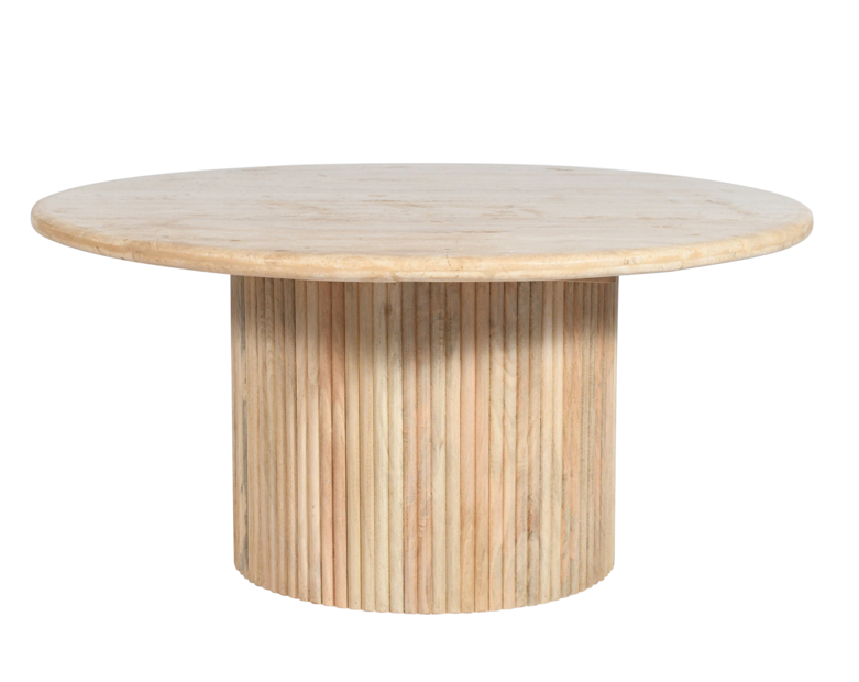 Table basse ronde en bois de manguier corail 