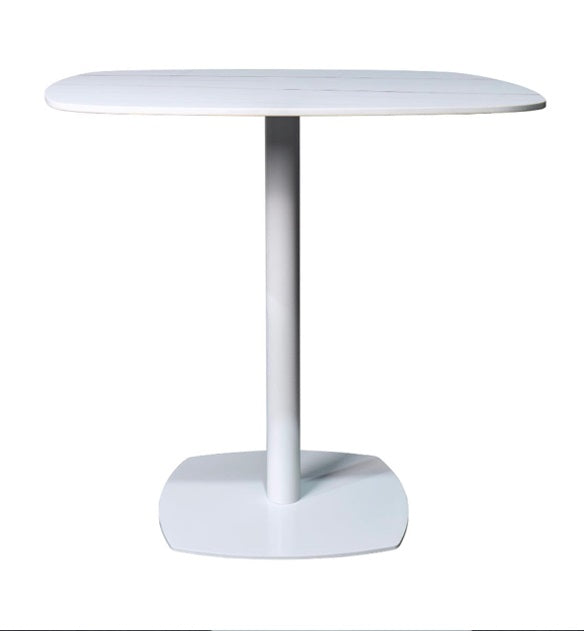 Mesa de bar acero blanco  y piedra sinterizada 70-80 cm Aranda