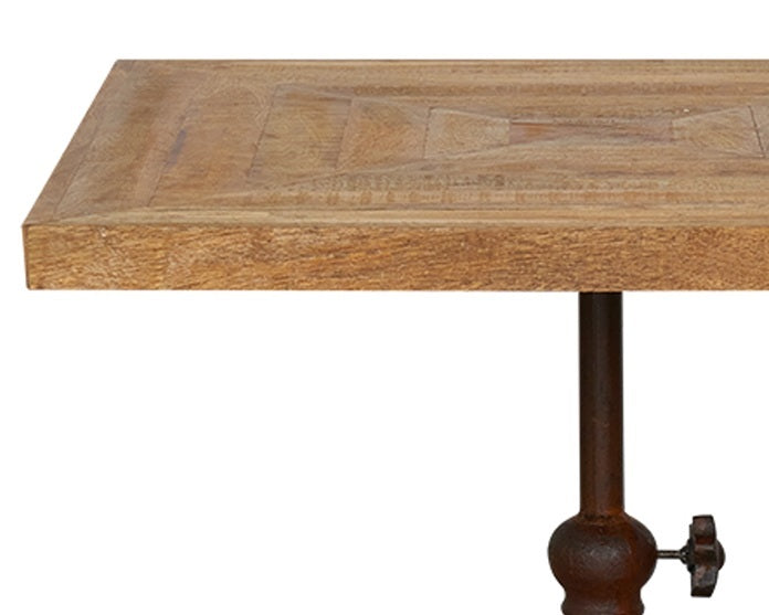Table à manger industrielle Abril 1 bois naturel 70x70 cm