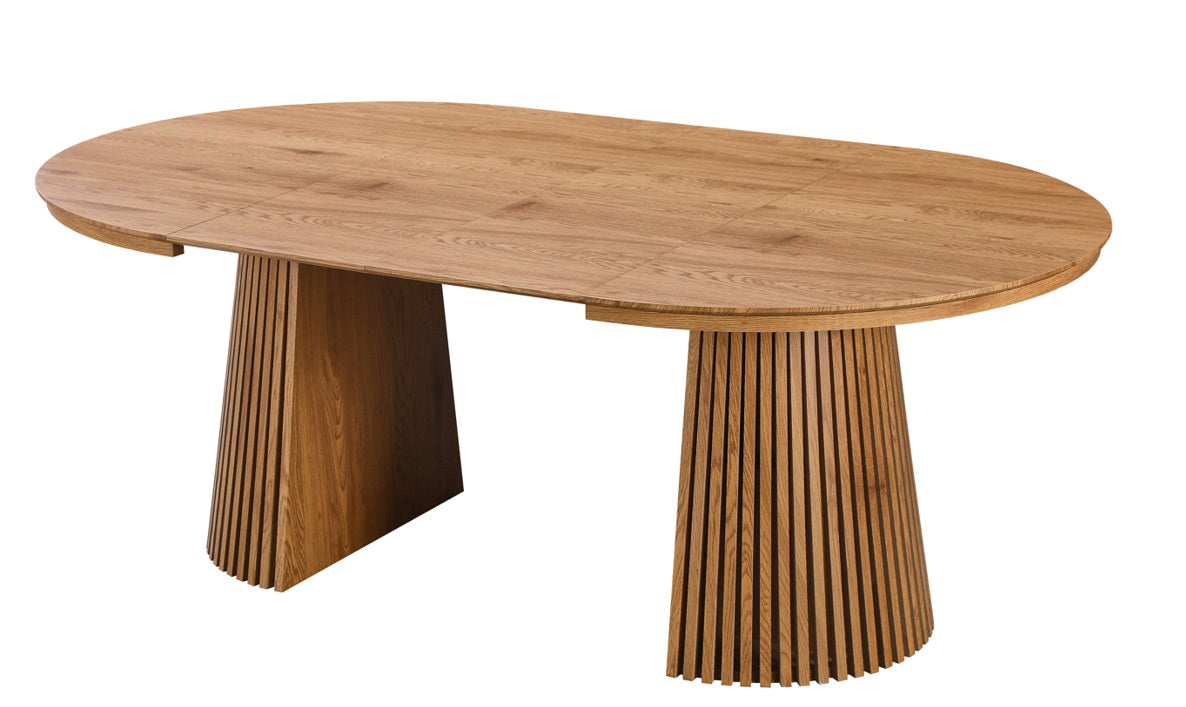 Table à manger ronde extensible 120-160-200cm Eleganza chêne