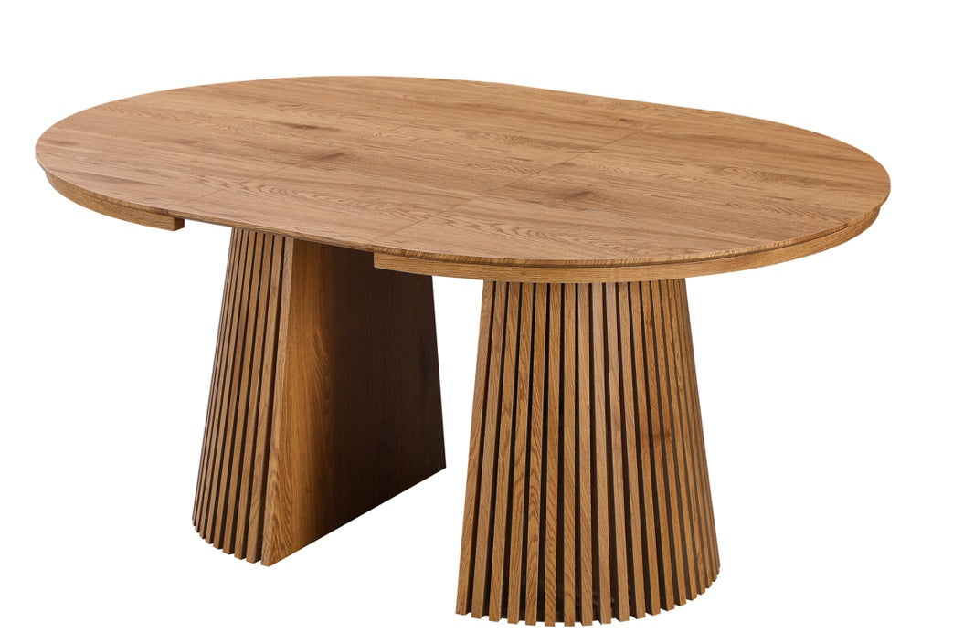 Table à manger ronde extensible 120-160-200cm Eleganza chêne