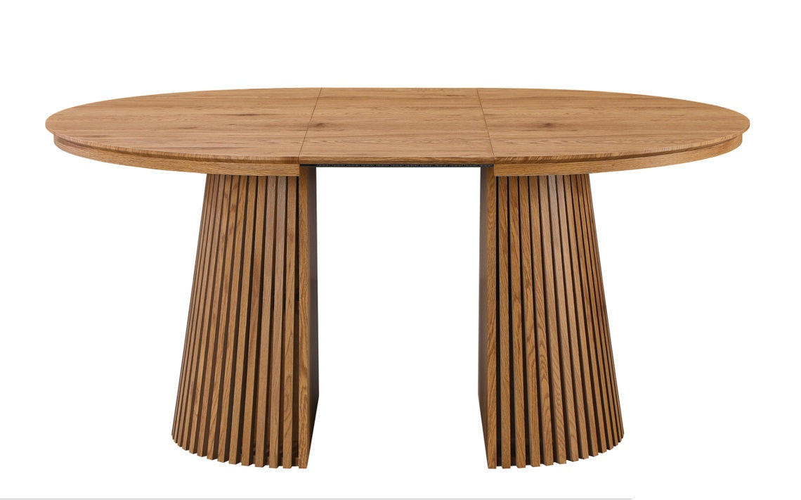 Table à manger ronde extensible 120-160-200cm Eleganza chêne