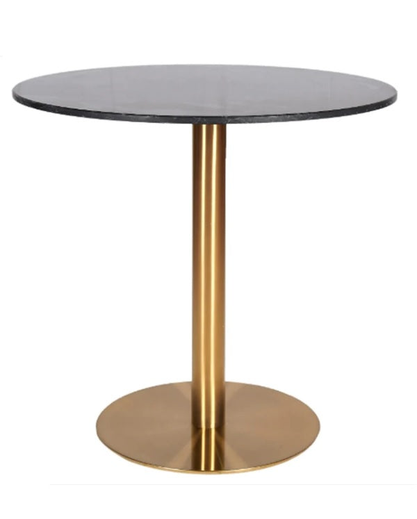 Mesa de jantar com base em aço inoxidável dourado mármore branco D-90-100-110-120 cm