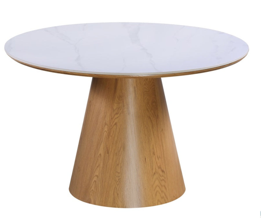 Table à manger ronde Ø120 Zen bois pierre frittée