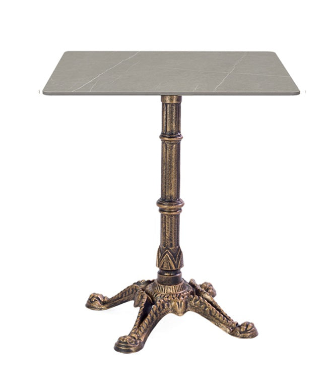 Table à manger carrée en bronze pierre frittée 70-80 cm