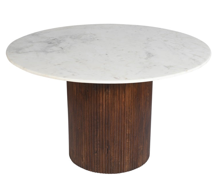 Ronde marmeren eettafel en Mango Wood Zahara