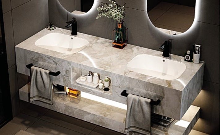 Mueble de baño 140 dos lavabos y espejos led Milor