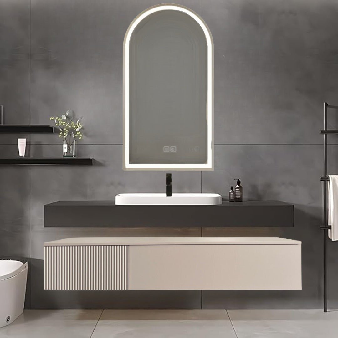 Mueble de baño 4 piezas madera y piedra sinterizada Munich 120 - Vintahome