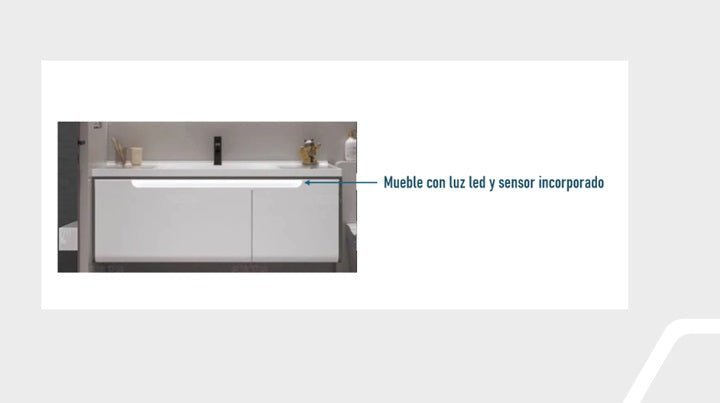 Mueble de baño blanco con lavabo y espejo Led 100 cm Levis - Vintahome