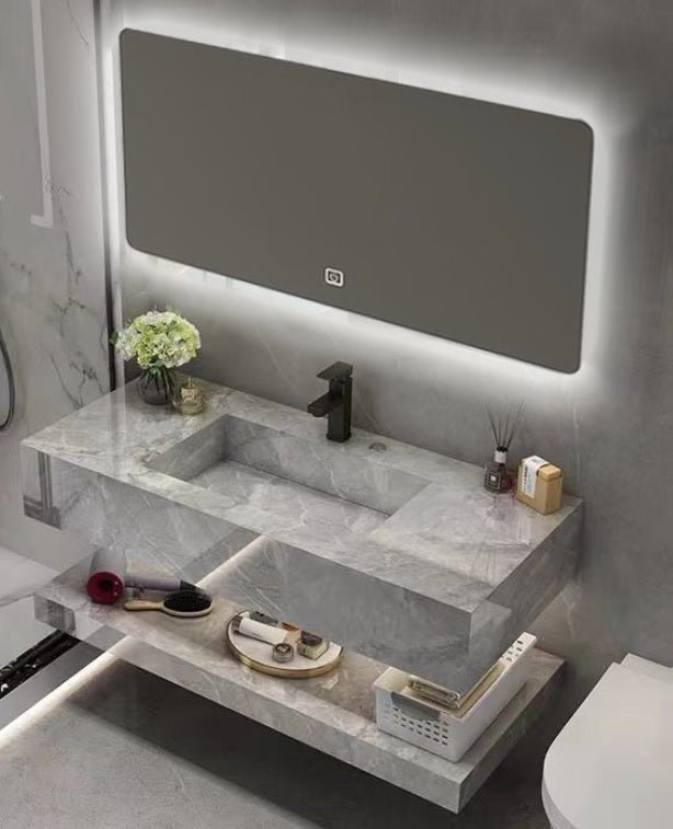 Mueble de baño de 100 piedra sinterizada con espejo led Nora