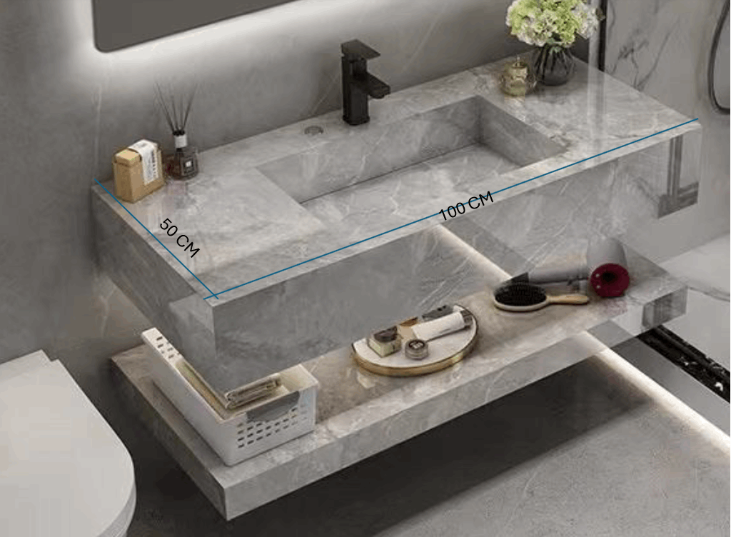 Mueble de baño de 100 piedra sinterizada con espejo led Nora