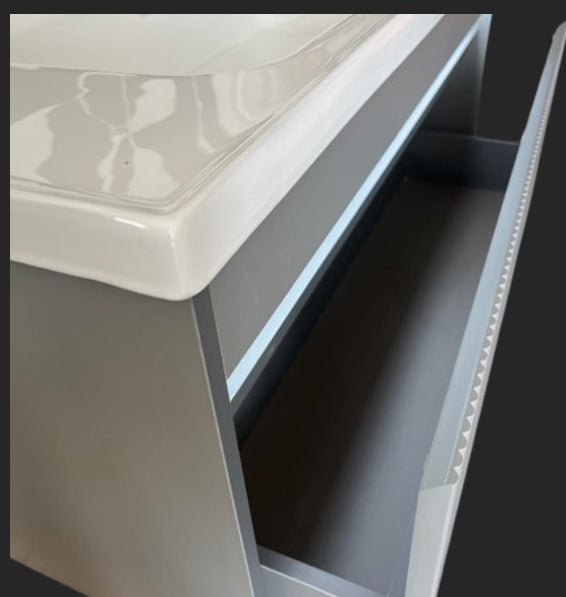 Mueble de baño madera 1 cajón con lavabo y espejo led Lendin 100cm - Vintahome